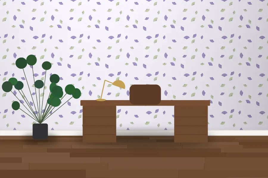 Kestrel Folding Fan Wallpaper in a room