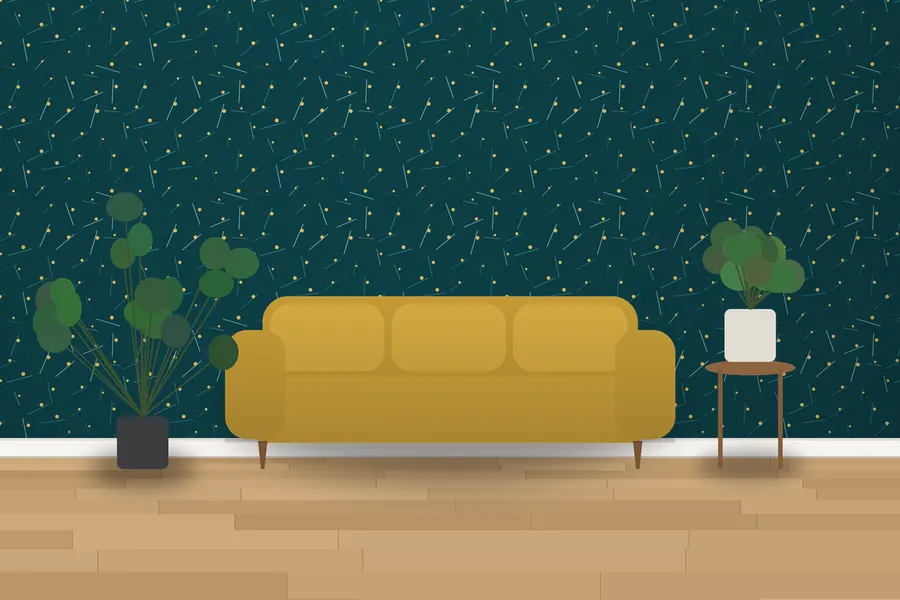 Tamsin Line & Dot Wallpaper in a room