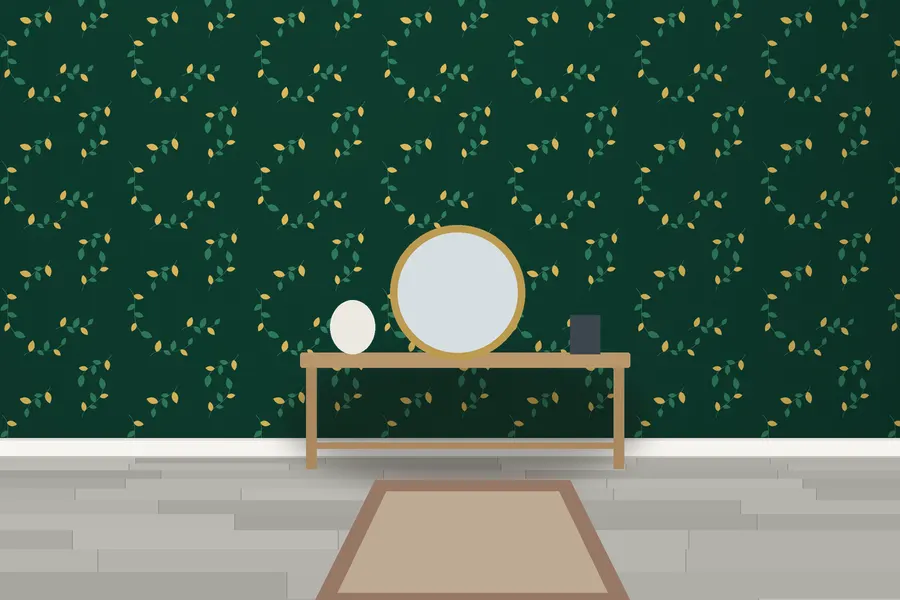 Trevose Leaf Sprig Wallpaper in Emerald Gold