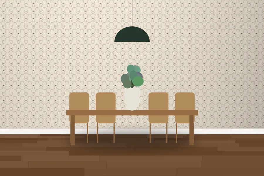 Clover Ogee Trellis Wallpaper in a room