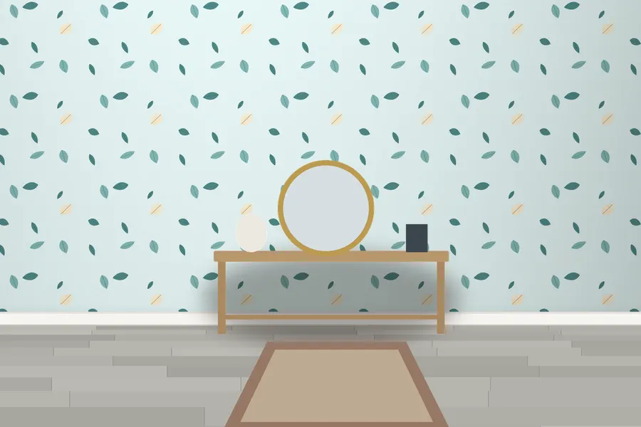 Radley Scattered Leaf Wallpaper in a room