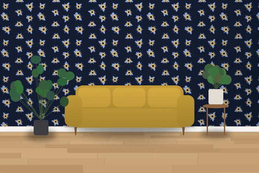 Haywood Rosette Floral Wallpaper in Midnight Navy