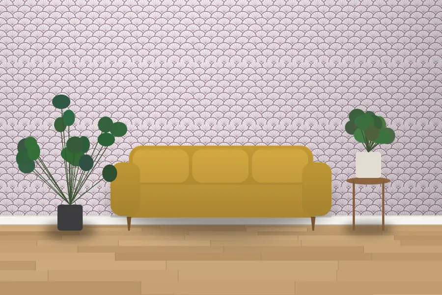 Vivian Deco Fan Wallpaper in a room