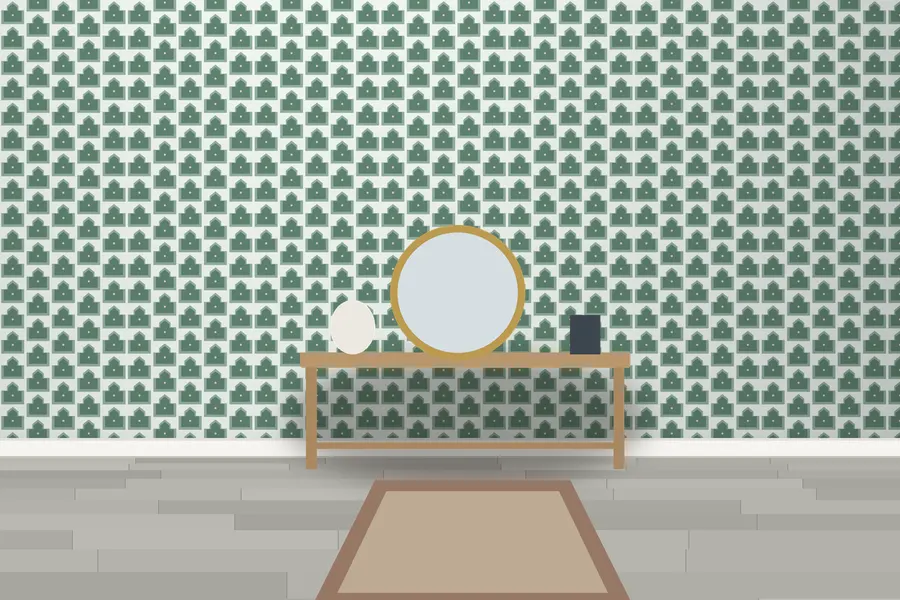 Mortimer Ziggurat Wallpaper in a room