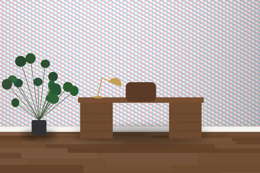 Wexford Tumbling Block Wallpaper in a room