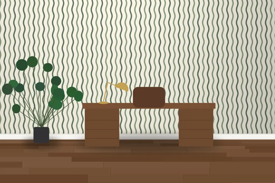 Ingram Wiggle Stripe Wallpaper in a room