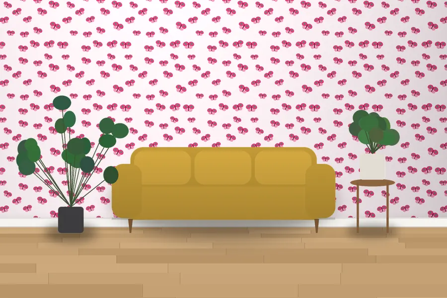 Whitlock Butterfly Wallpaper in a room