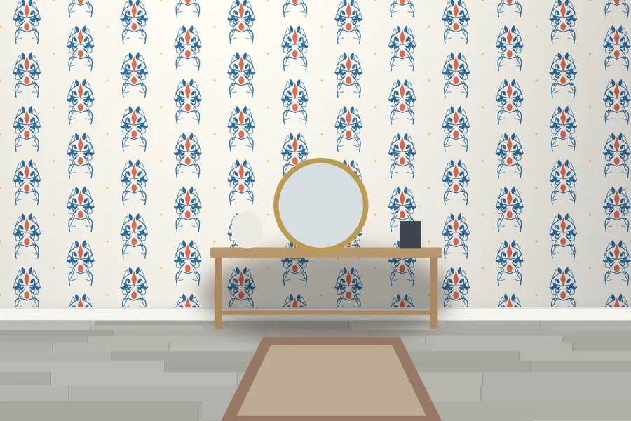 Kirby Classic Damask Wallpaper in a room