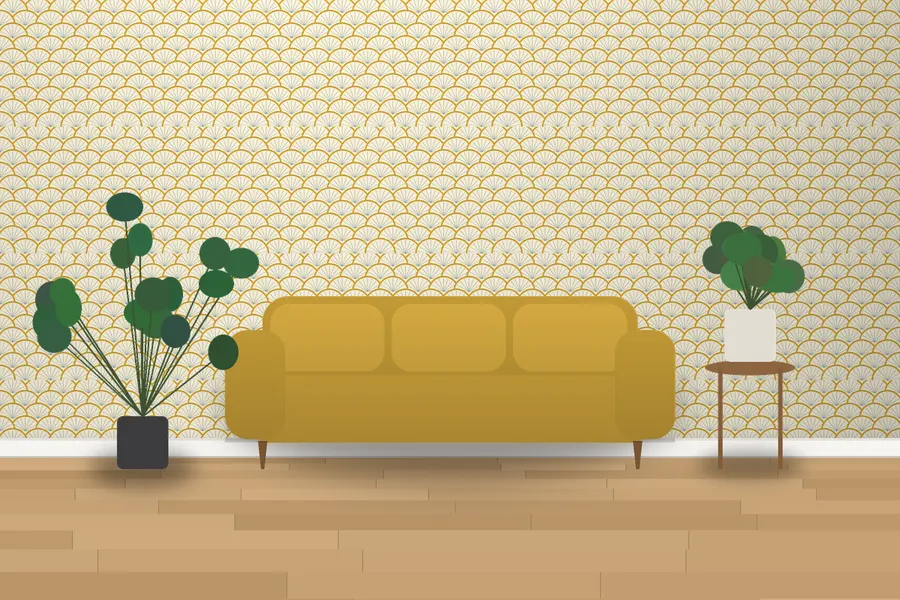 Rowan Deco Fan Wallpaper in a room