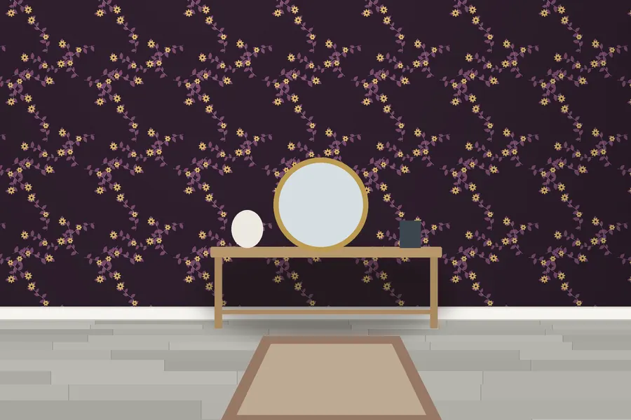 Mallory Woodland Vine Wallpaper in a room