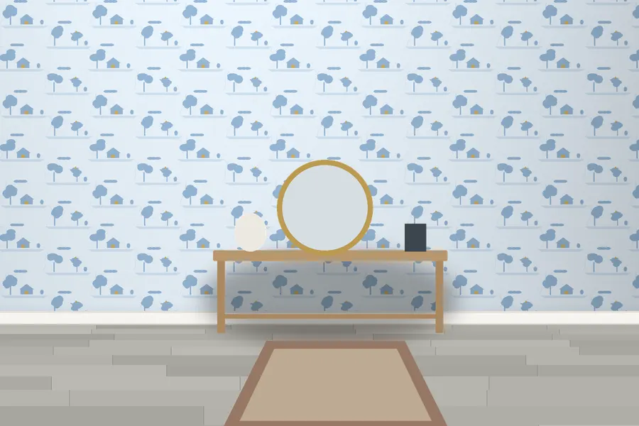 Avoca Garden Toile Wallpaper in a room