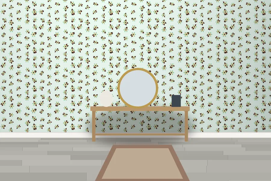 Wadham Rosette Floral Wallpaper in Mint Choc