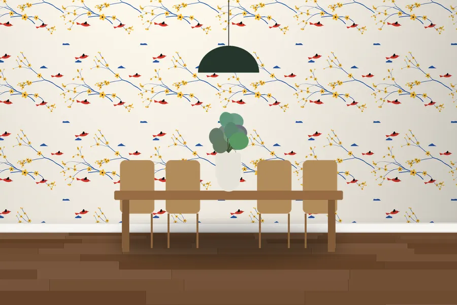 Upton Songbird Wallpaper in a room