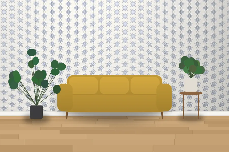 Quill Sunburst Wallpaper in a room