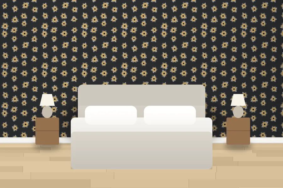 Winter Blooms Wallpaper in a room