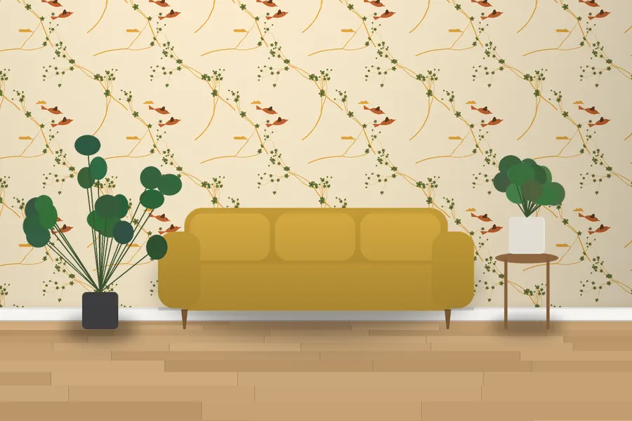 Wardle Blossom Branch Wallpaper in Retro Seventies