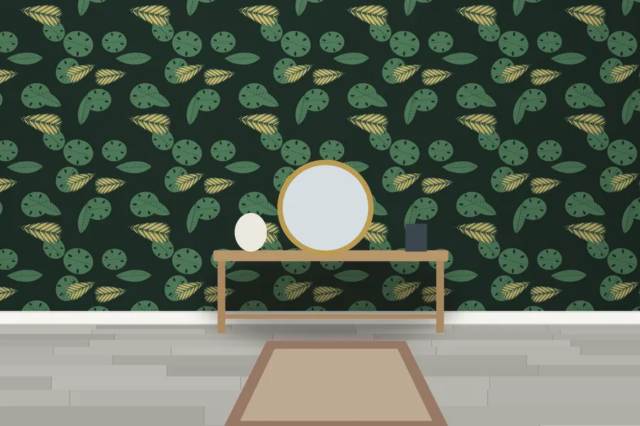 Cleve Palm Leaf Wallpaper in Forest Night