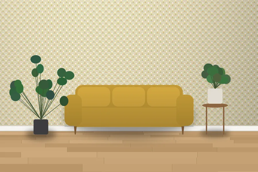 Heron Seigaiha Wave Wallpaper in a room