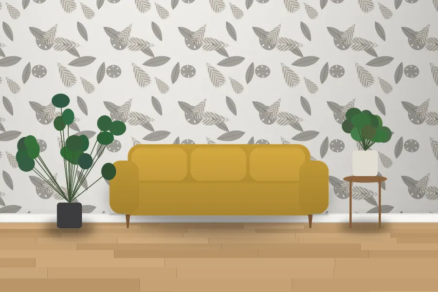 Colby Palm Leaf Wallpaper in a room