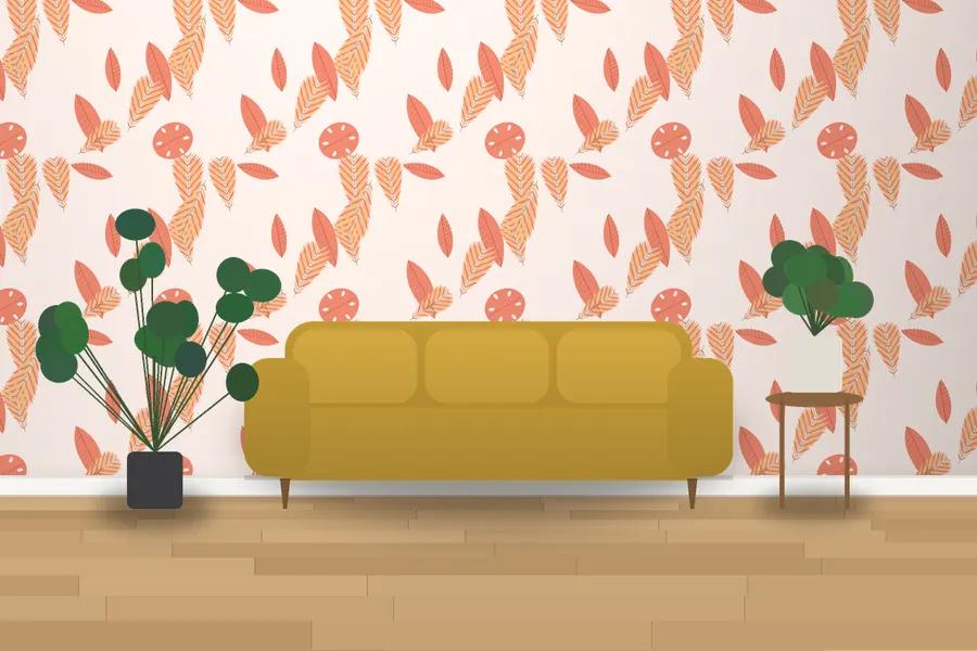 Everly Jungle Leaf Wallpaper in a room