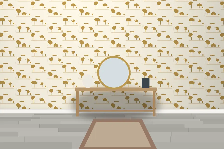 Rossiter Garden Toile Wallpaper in Antique Gold Ivory