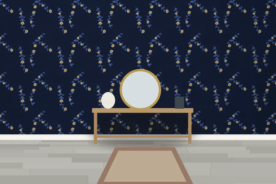 Clover Briar Rose Wallpaper in a room