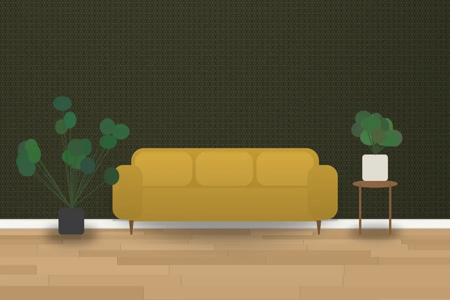 Hawthorne Hemp Leaf Wallpaper in Moss & Rust