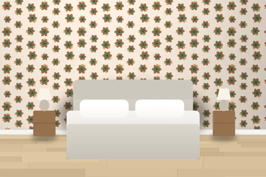 Osbert Blooms Wallpaper in a room