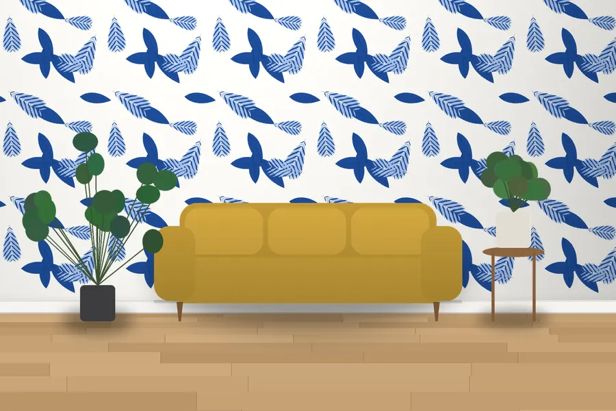 Lovell Banana Leaf Wallpaper in a room