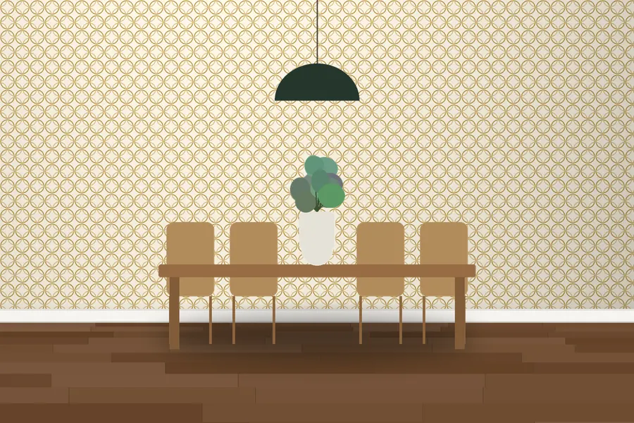 Yorke Interlocking Circle Wallpaper in Antique Gold Ivory