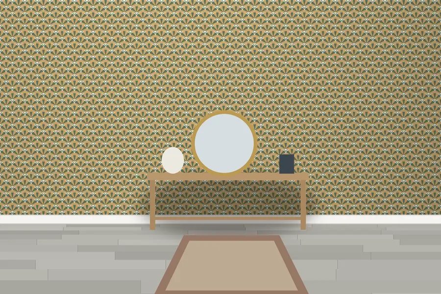 Isolde Scallop Shell Wallpaper in a room