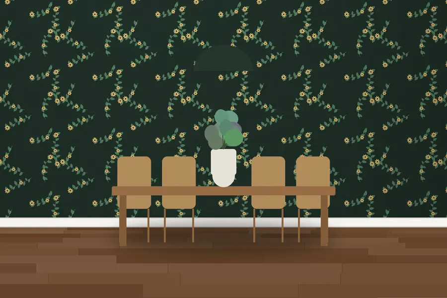 Locke Garden Tapestry Wallpaper in a room