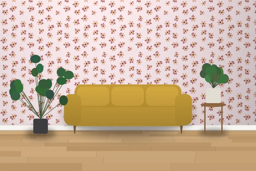 Sloane Rosette Floral Wallpaper in a room