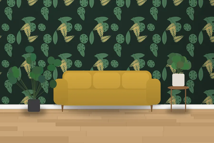 Sloane Palm Leaf Wallpaper in a room