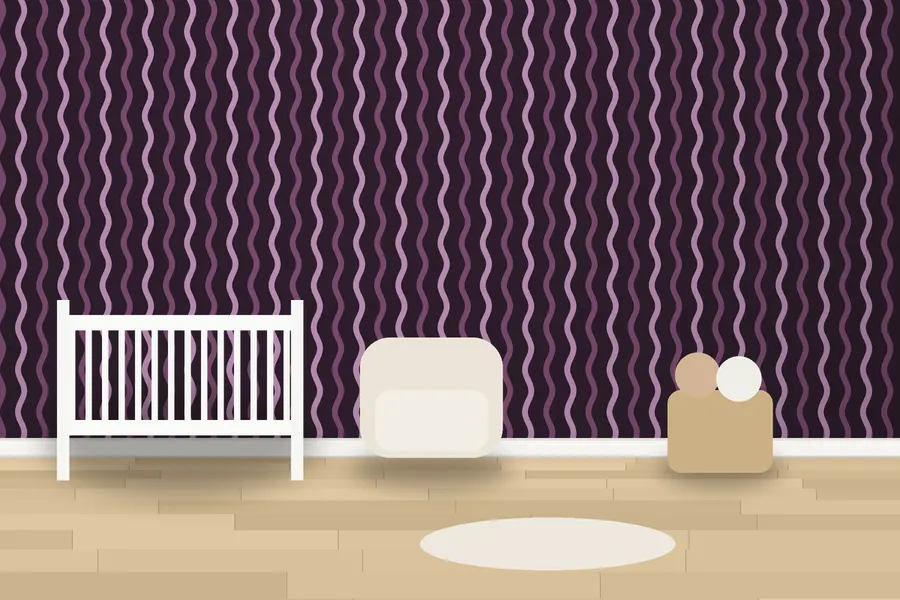 Underhill Wiggle Stripe Wallpaper in a room