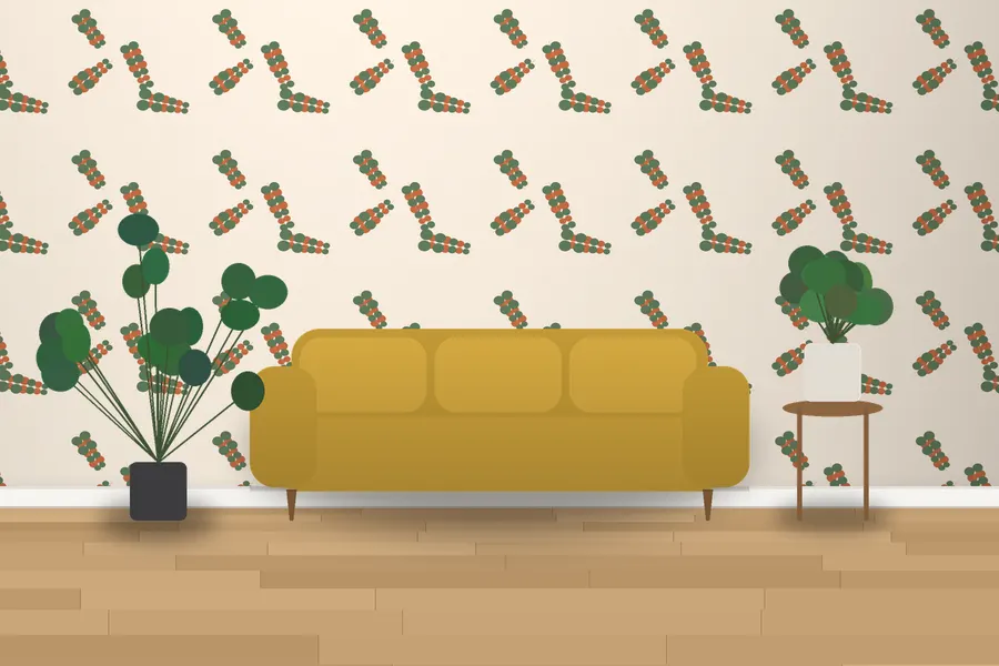 Vivian Eucalyptus Wallpaper in a room