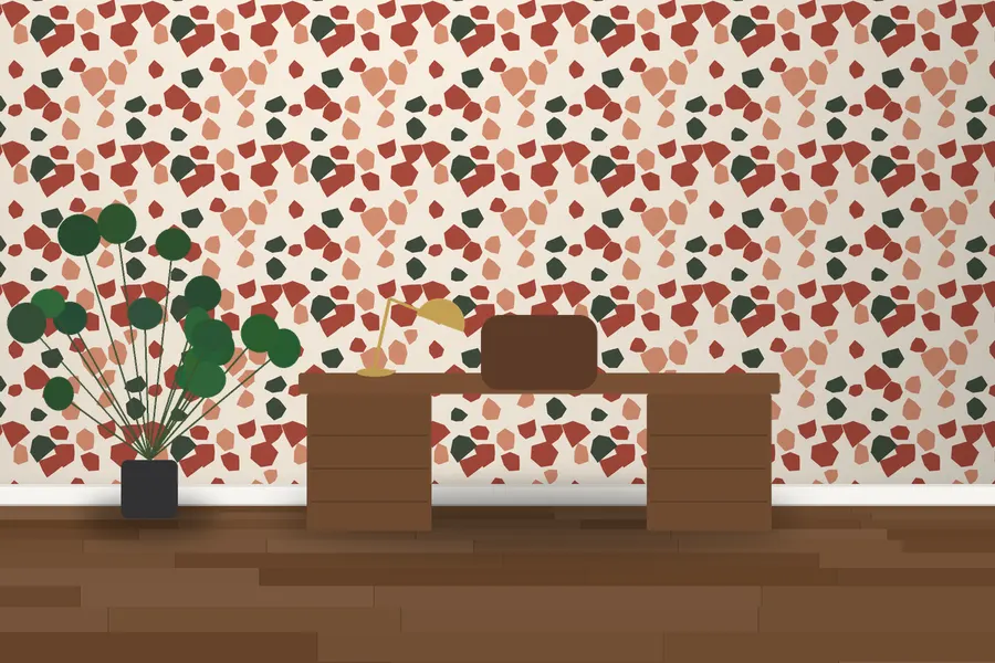Yewdale Organic Shapes Wallpaper in a room