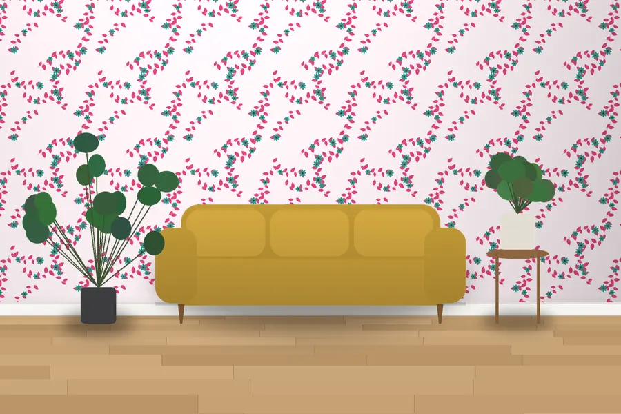 Walden Garden Tapestry Wallpaper in a room