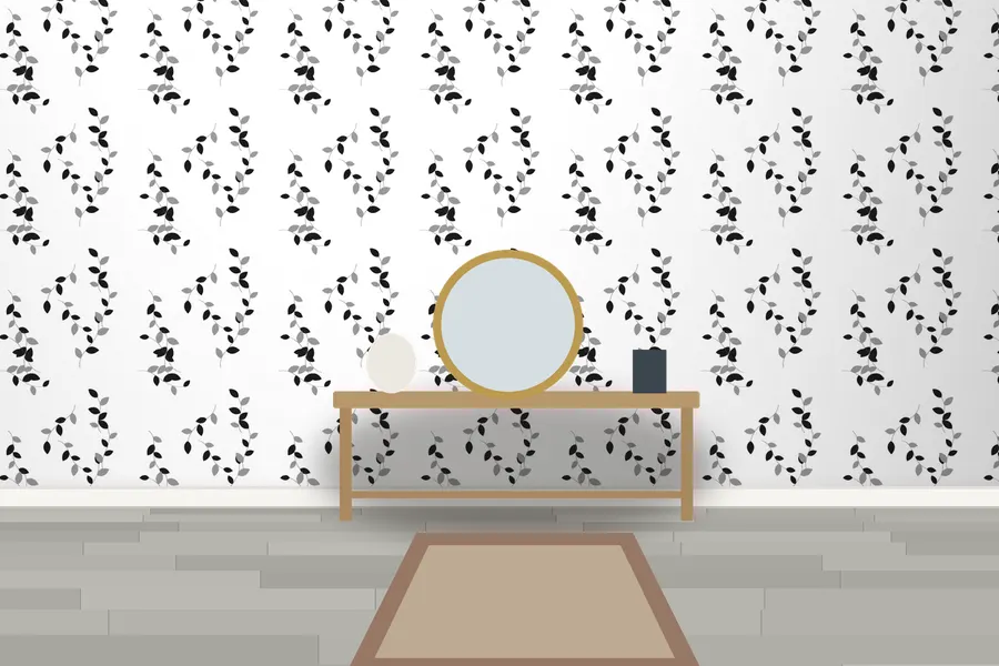 Lowry Leaf Sprig Wallpaper in a room