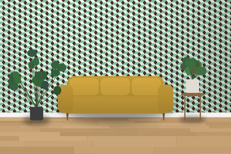 Maddox Tumbling Block Wallpaper in a room