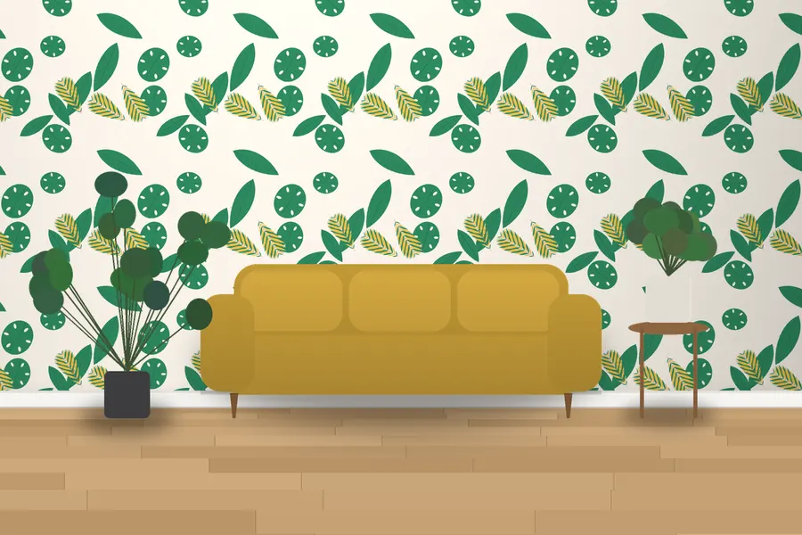 Carraway Palm Leaf Wallpaper in Tropical Punch