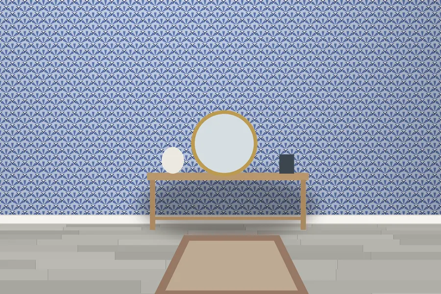 Lavender Scallop Shell Wallpaper in a room