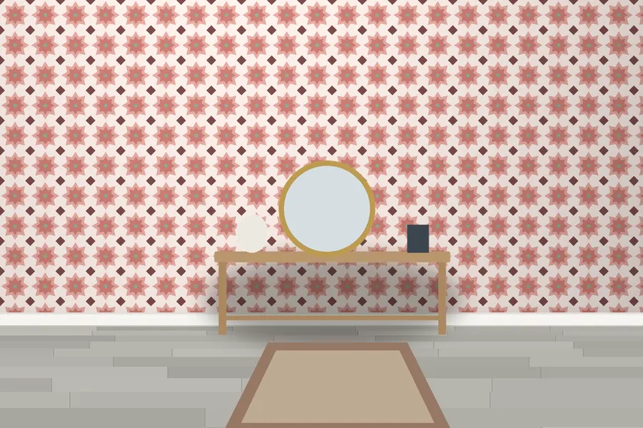 Kendal Zellige Star Wallpaper in a room