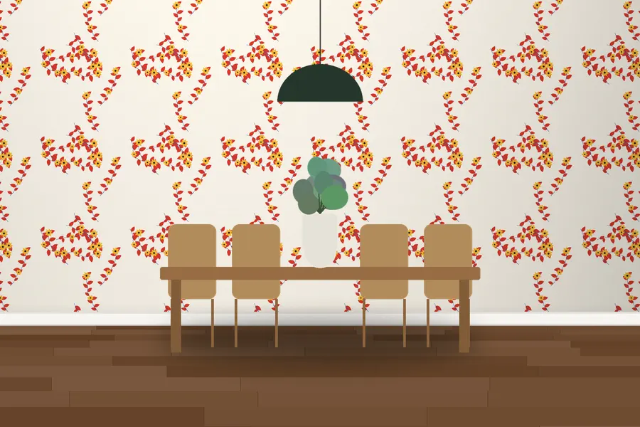 Elmhurst Orchard Wallpaper in a room