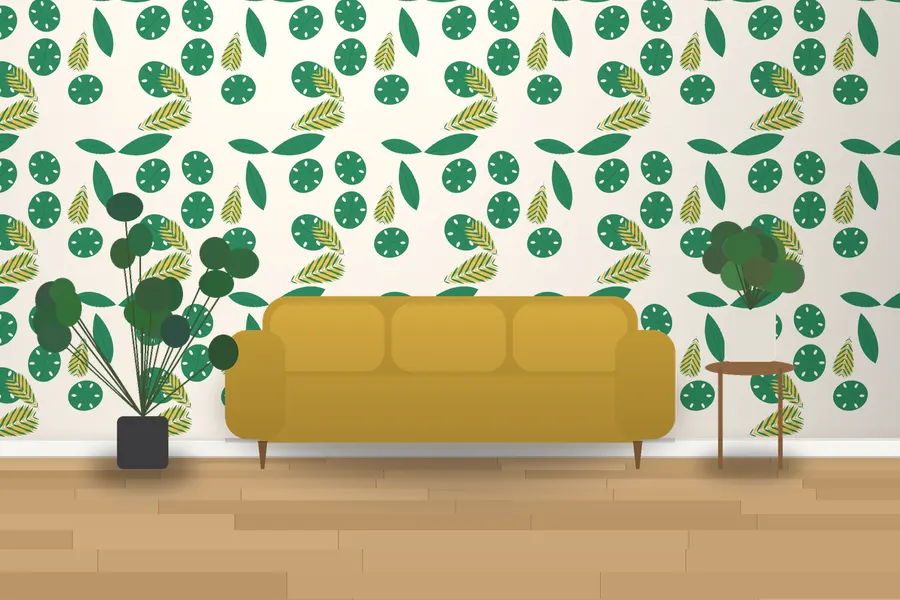 Quincy Jungle Leaf Wallpaper in a room