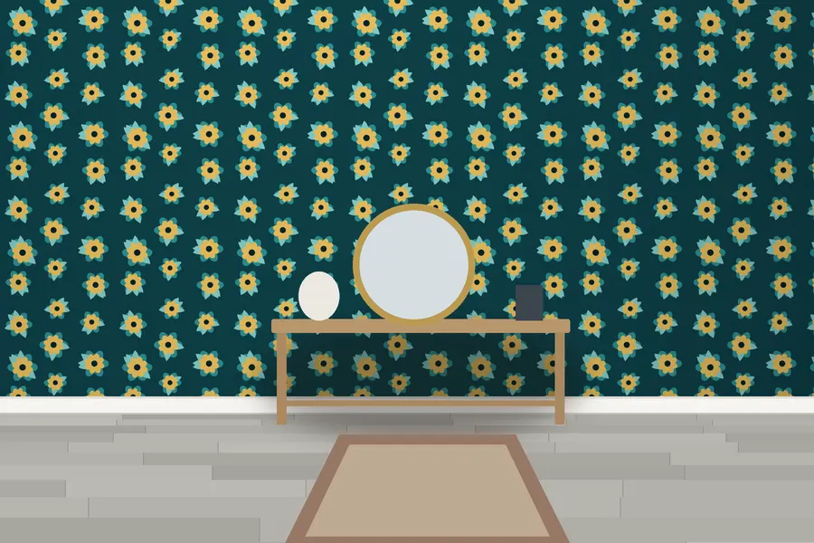 Hollis Blooms Wallpaper in a room
