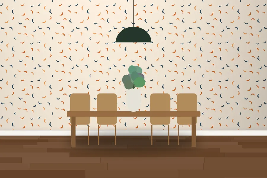 Emberly Boomerang Wallpaper in a room