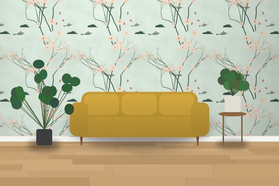 Anglesey Silk Aviary Wallpaper in a room