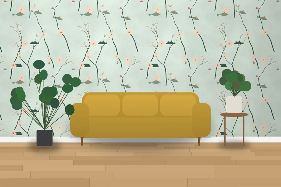 Shugborough Silk Aviary Wallpaper in Eau de Nil