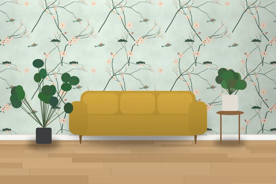Peckover Silk Aviary Wallpaper in a room